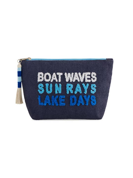 "BOAT WAVES SUN RAYS LAKE DAYS" ZIP POUCH-How Cute is That? Boutique