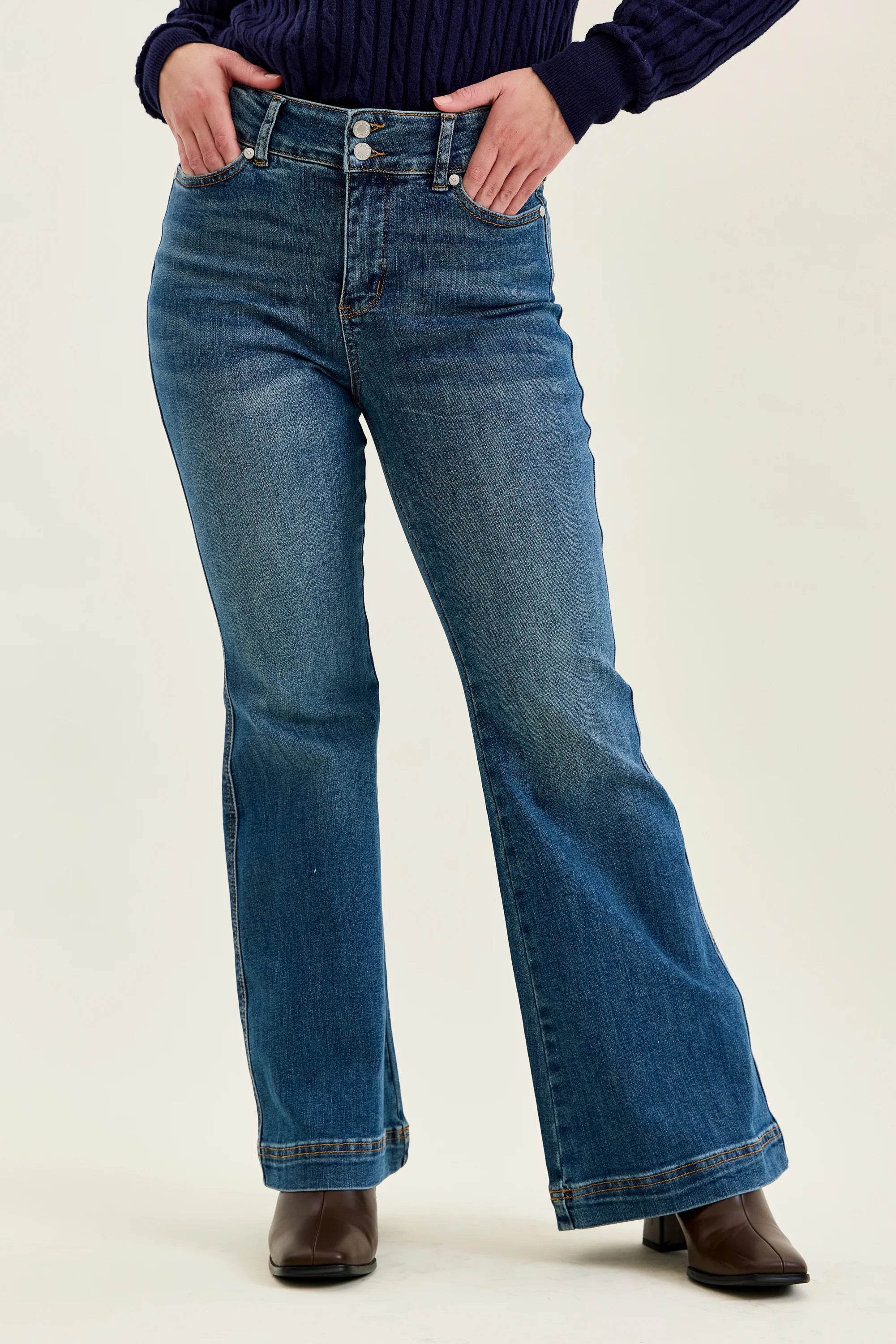 High Waist Flare Denim- PETITE-How Cute is That? Boutique