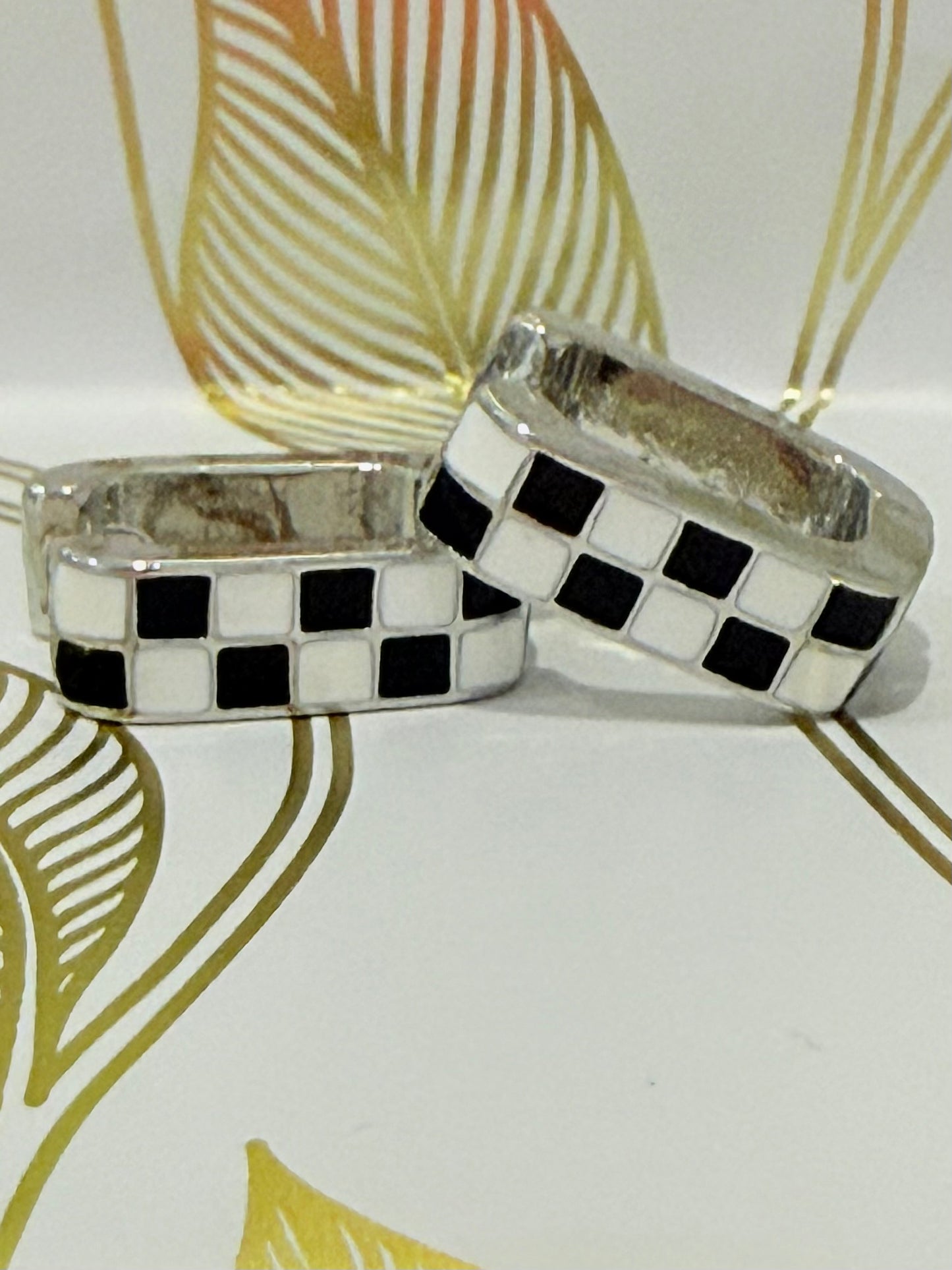 Black & White Checkered Square Hoops