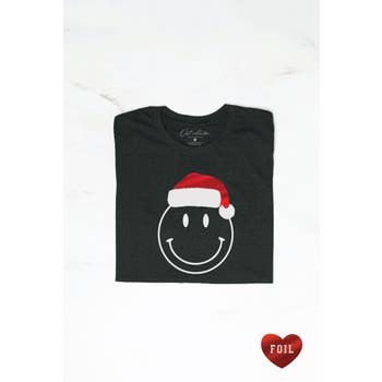 SMILEY FACE SANTA FOIL Graphic Sweatshirt