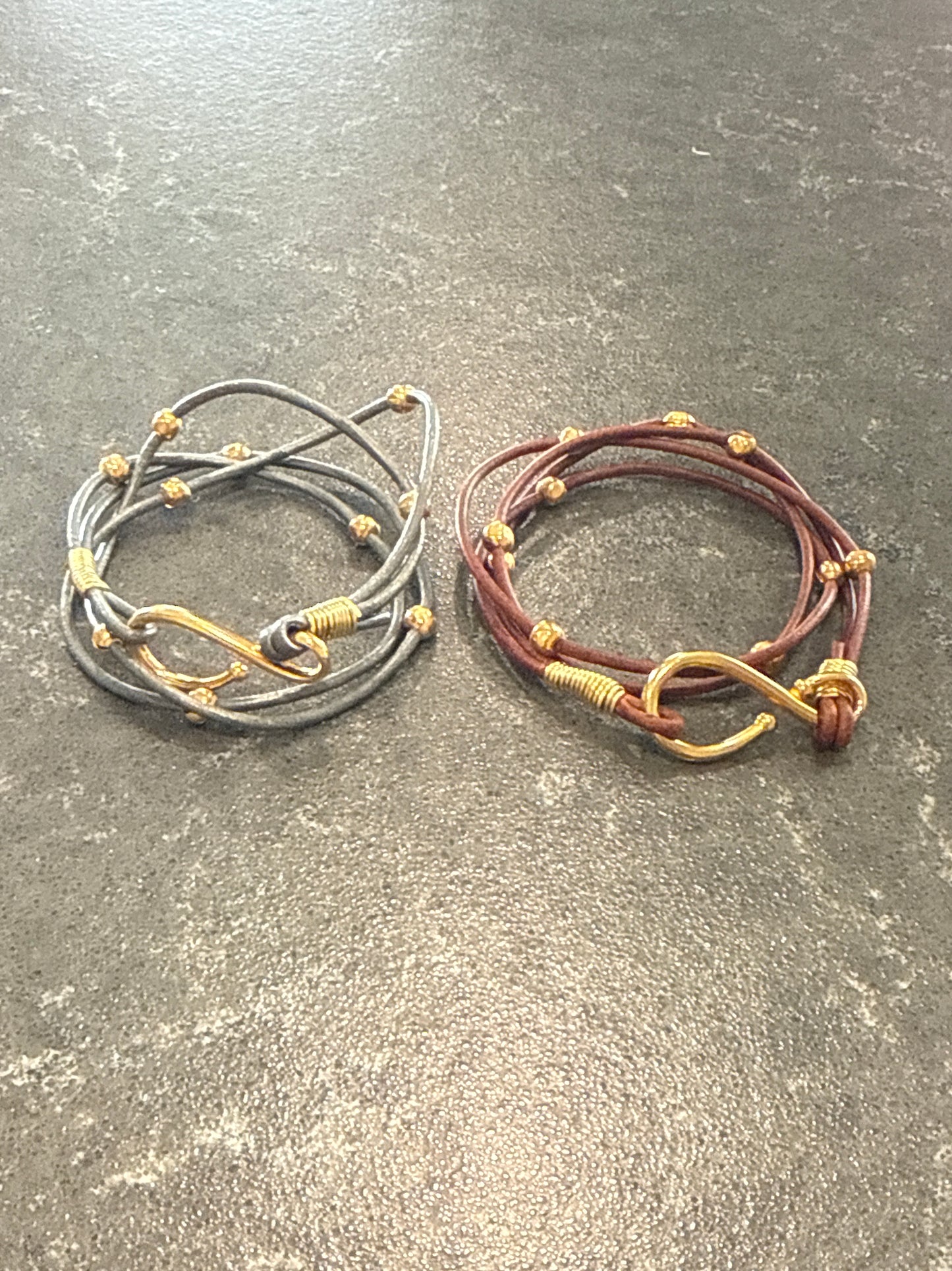 Wrap Bracelet with Gold Beads