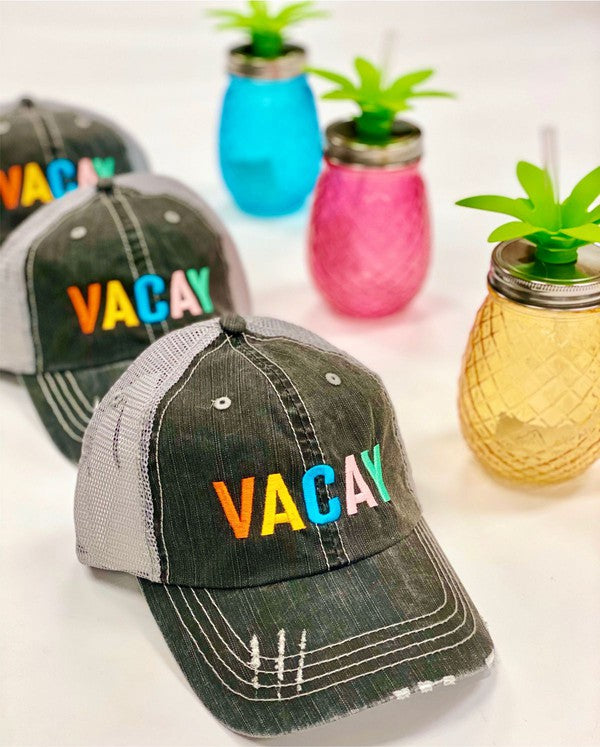 Trucker Embroidered Hat- Vacation-How Cute is That? Boutique