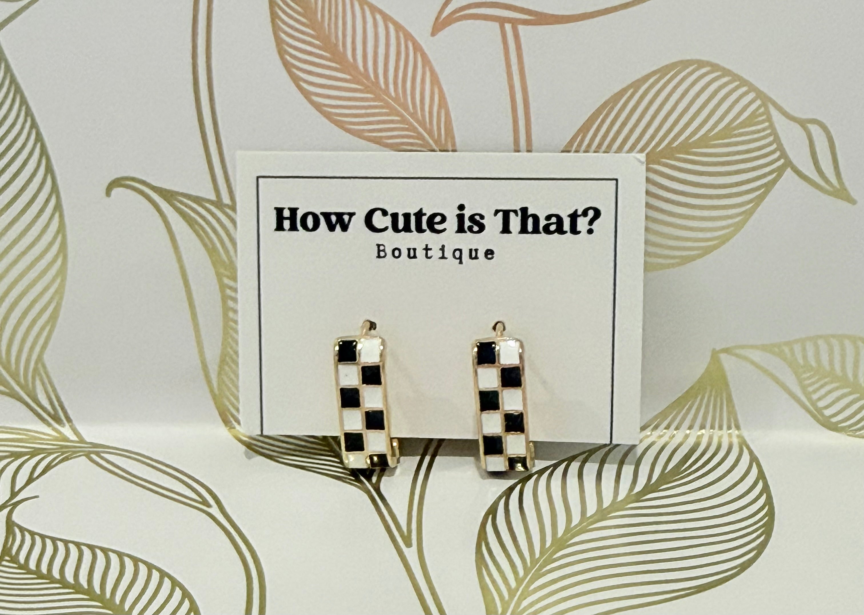 Black & White Checkered Square Hoops-How Cute is That? Boutique