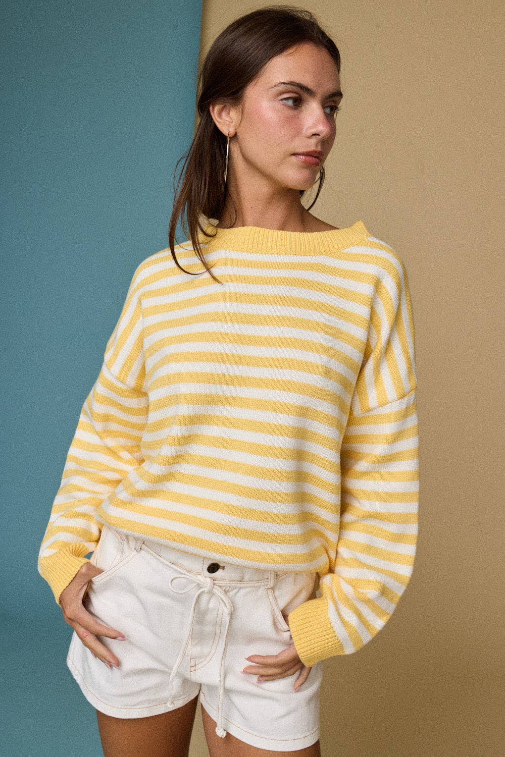 Striped Crewneck Sweater-How Cute is That? Boutique