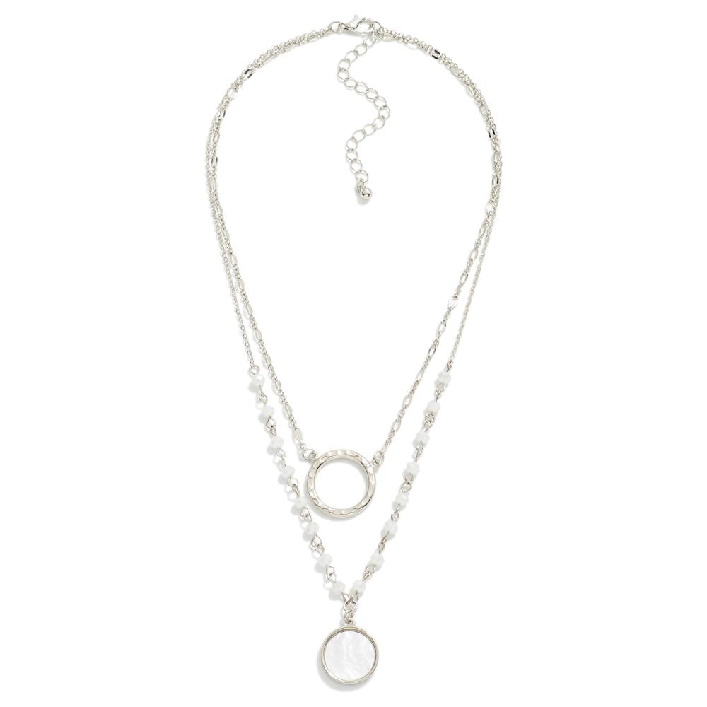 Layered Chain Link Necklace Featuring Semi-Precious Stone Pendant and Bead Details-How Cute is That? Boutique