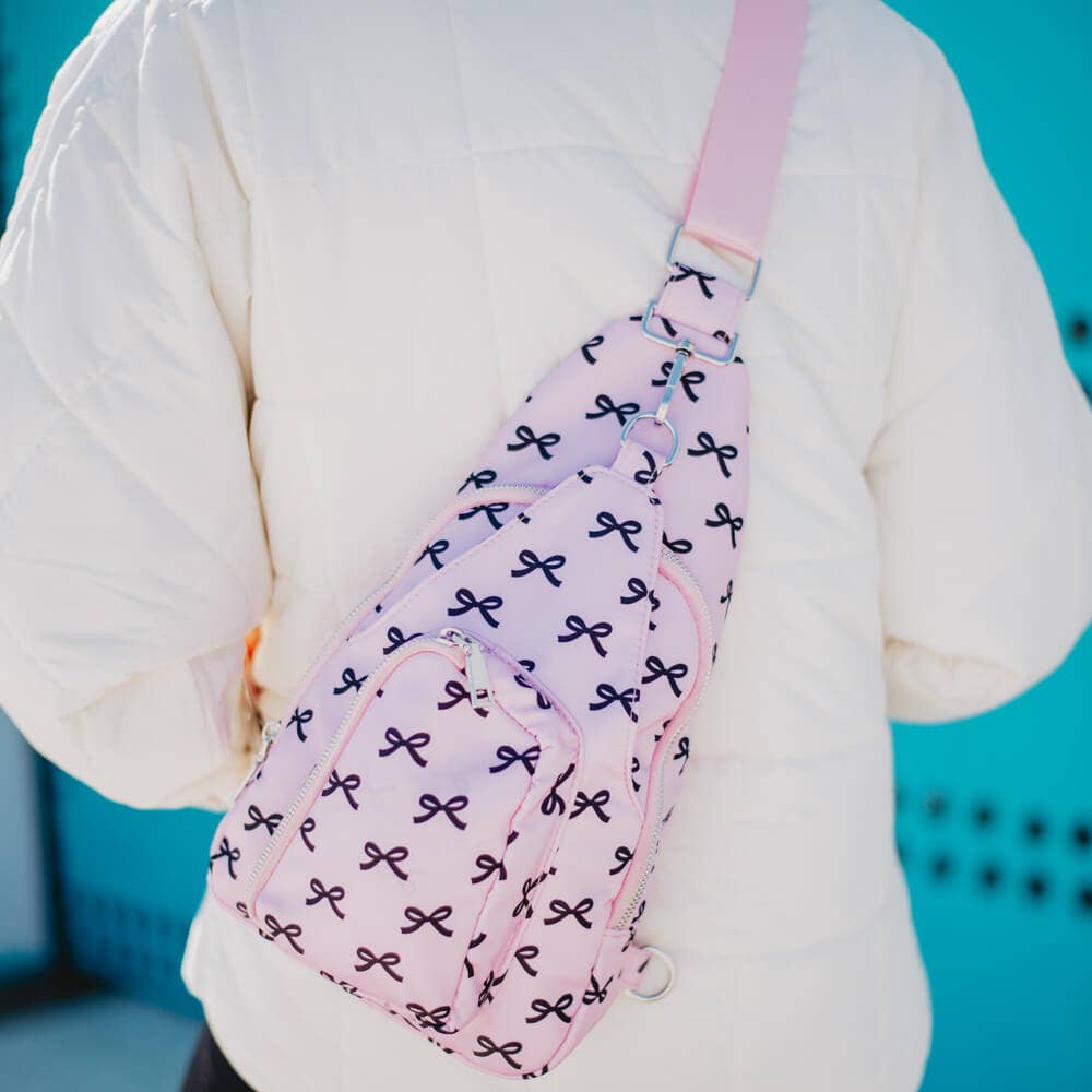 Black & Pink Mini Bows Valentine's Day Crossbody Sling Bag