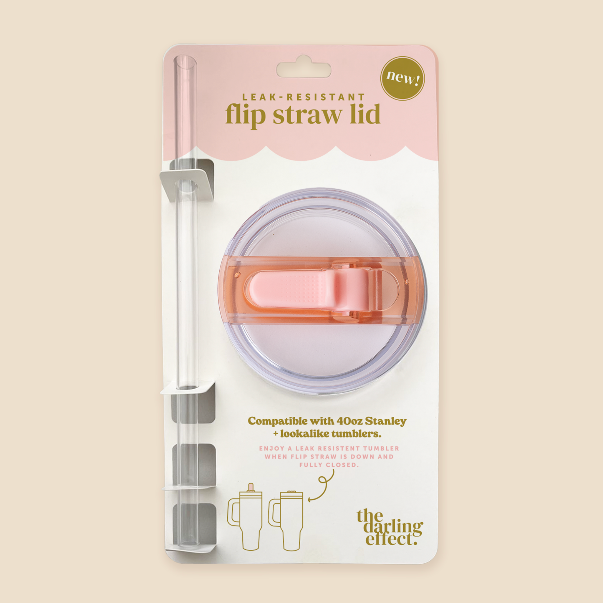40 oz Lifestyle Flip Straw Lid-Pink-How Cute is That? Boutique