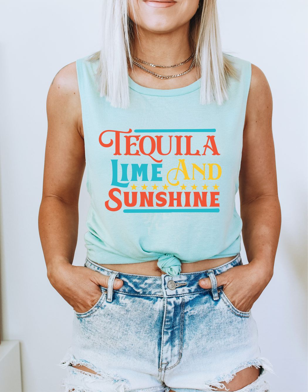 Tequila Lime Sunshine Graphic Print Muscle Tank