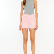 Kan Can Pink Crossover Waist Jean shorts-How Cute is That? Boutique