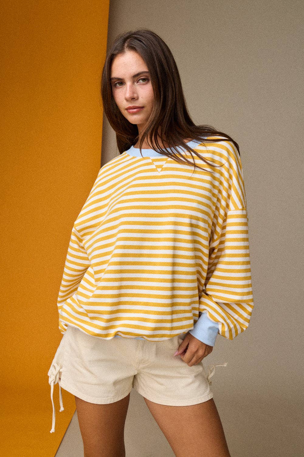 PT18907 Striped Relaxed Fit Pullover-How Cute is That? Boutique
