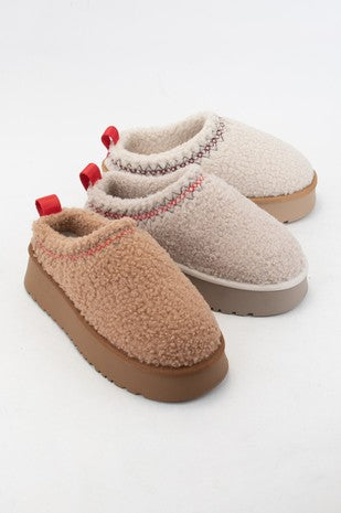 FUR PLATFORM SHERPA SLIPPER Shoes-How Cute is That? Boutique