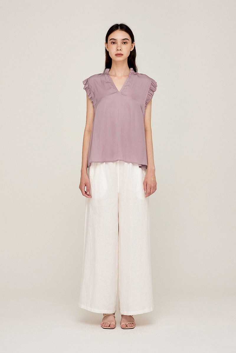 Ruffle Sleeve Satin Blouse-How Cute is That? Boutique
