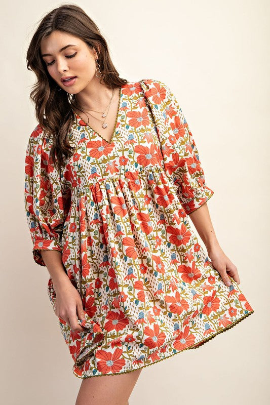 Floral Print Mini Dress-How Cute is That? Boutique