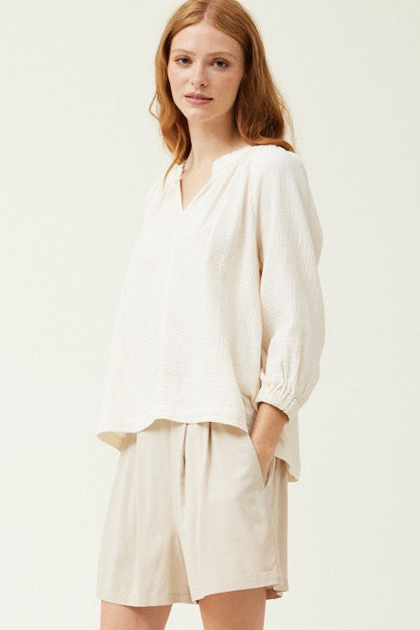 COTTON GAUZE RAW EDGE TOP-How Cute is That? Boutique