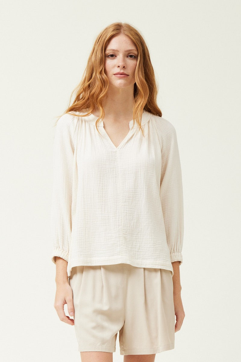 COTTON GAUZE RAW EDGE TOP-How Cute is That? Boutique