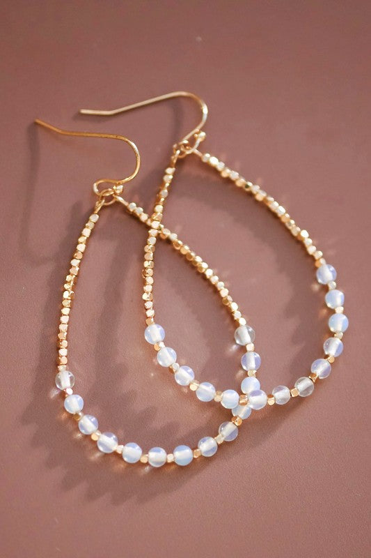 Beaded Drop Gold Earrings