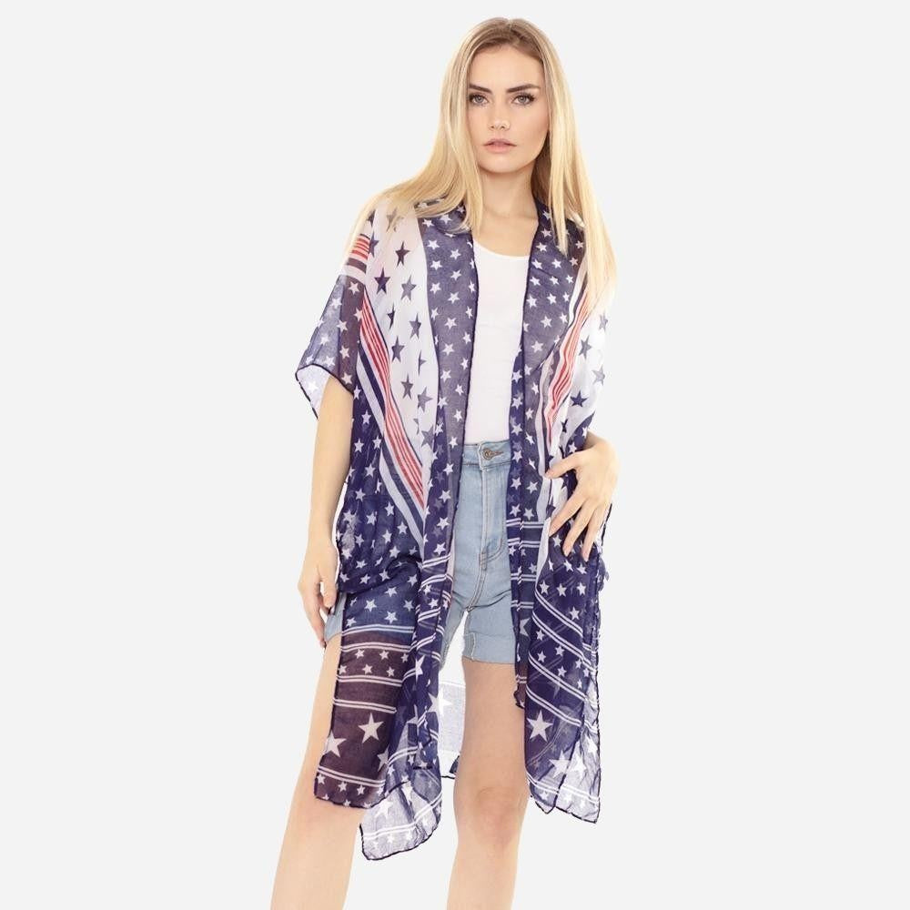 USA Themed Kimono Featuring Star Accents-How Cute is That? Boutique