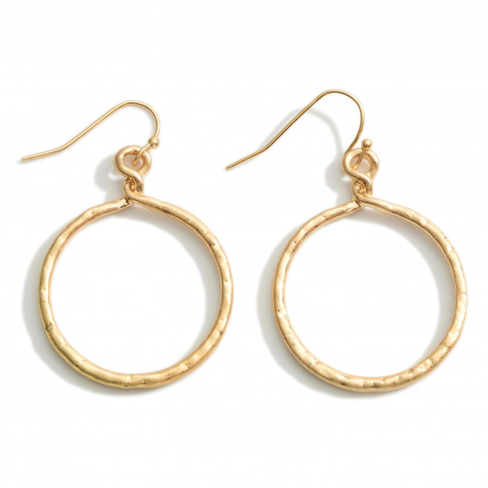 Textured Metal Circle Drop Earrings