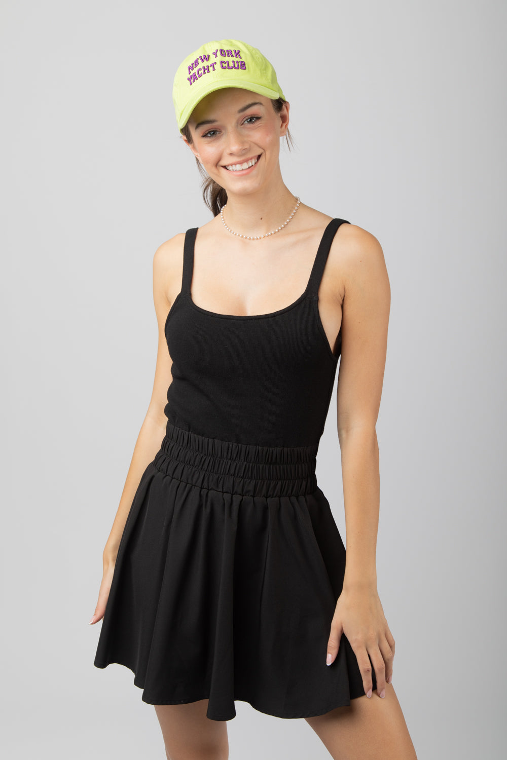 Sleeveless Tennis Dress w/ Built-In Short in BLACK