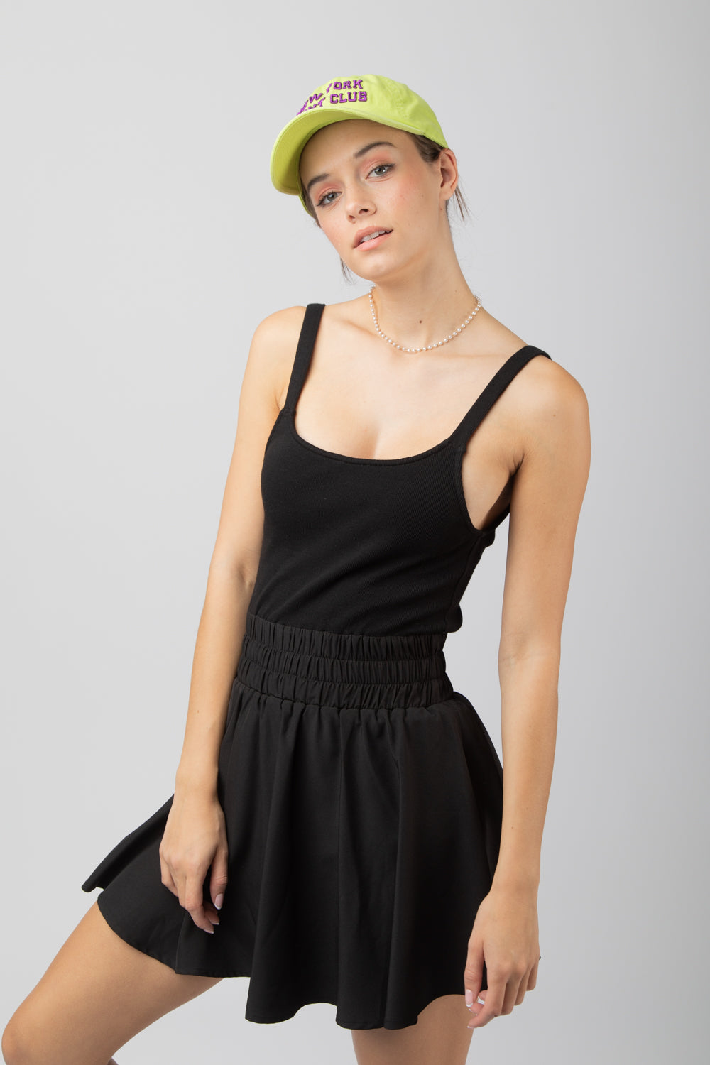 Sleeveless Tennis Dress w/ Built-In Short in BLACK