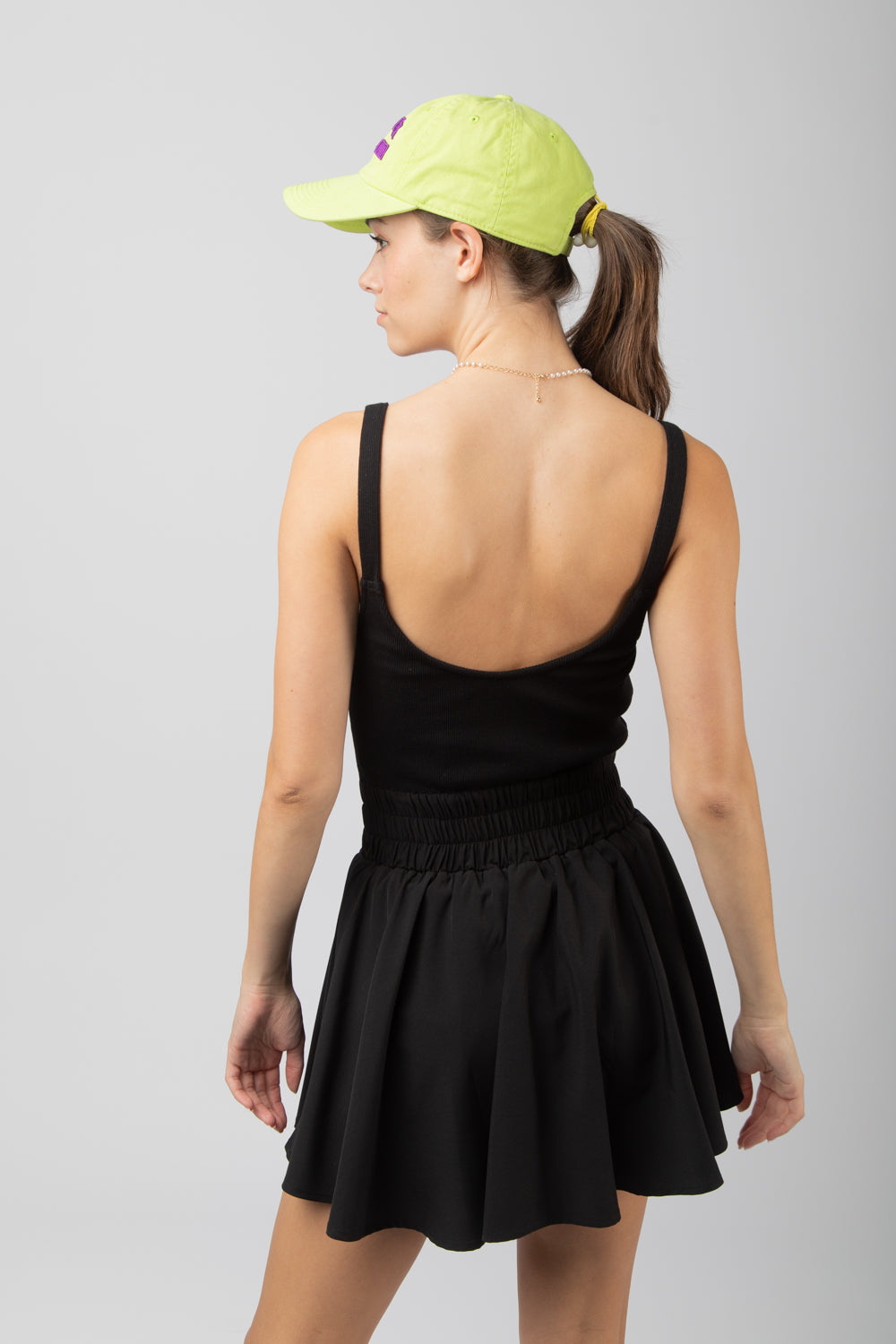 Sleeveless Tennis Dress w/ Built-In Short in BLACK