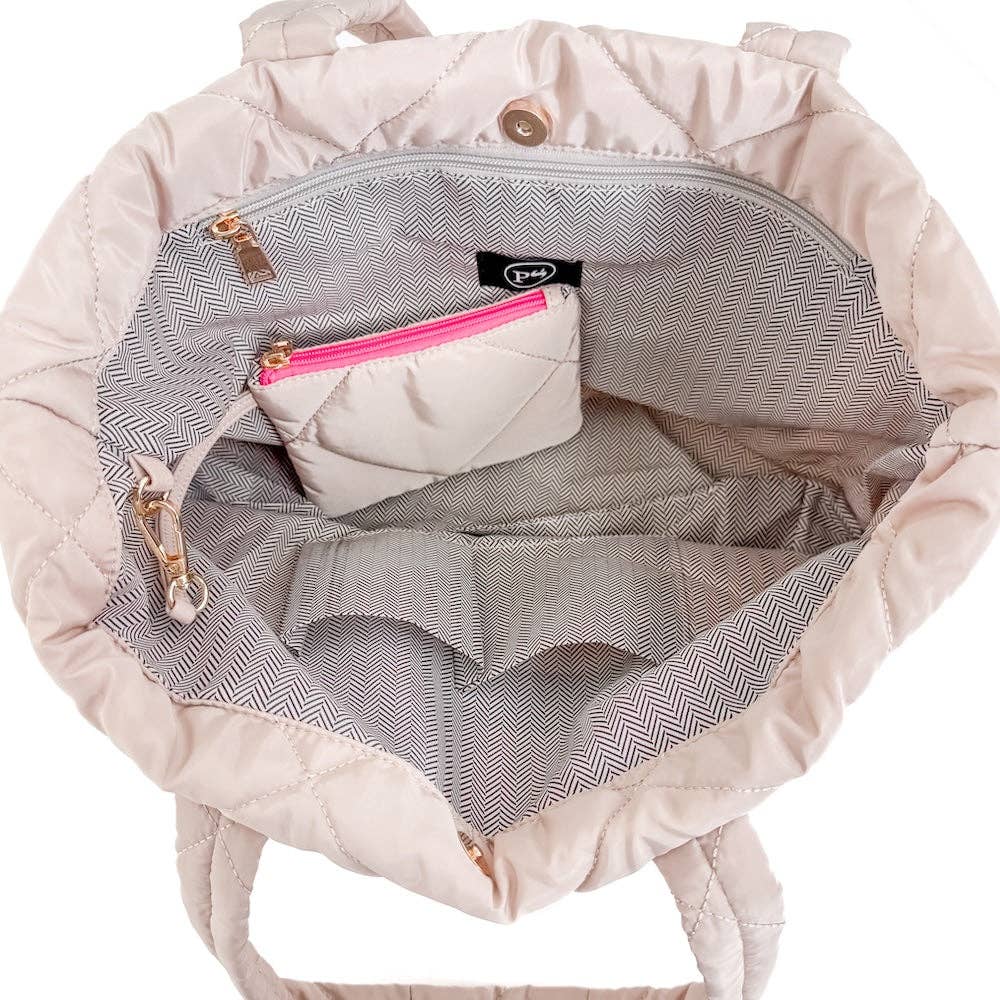 Presley Puffer Quilted Tote Bag With Pouch-How Cute is That? Boutique