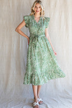 Zebra Print Dress in Green