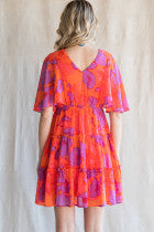 Floral Chiffon Tiered Dress