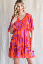Floral Chiffon Tiered Dress