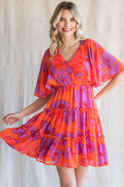 Floral Chiffon Tiered Dress