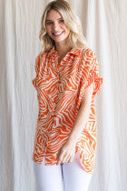 Zebra Print Blouse Top in Orange