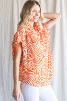 Zebra Print Blouse Top in Orange