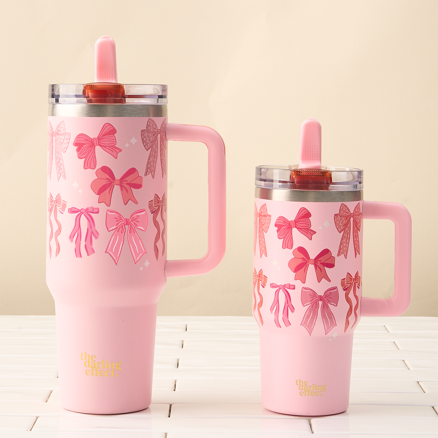 20 oz Lifestyle Flip Straw Tumbler-Blushing Bows-How Cute is That? Boutique