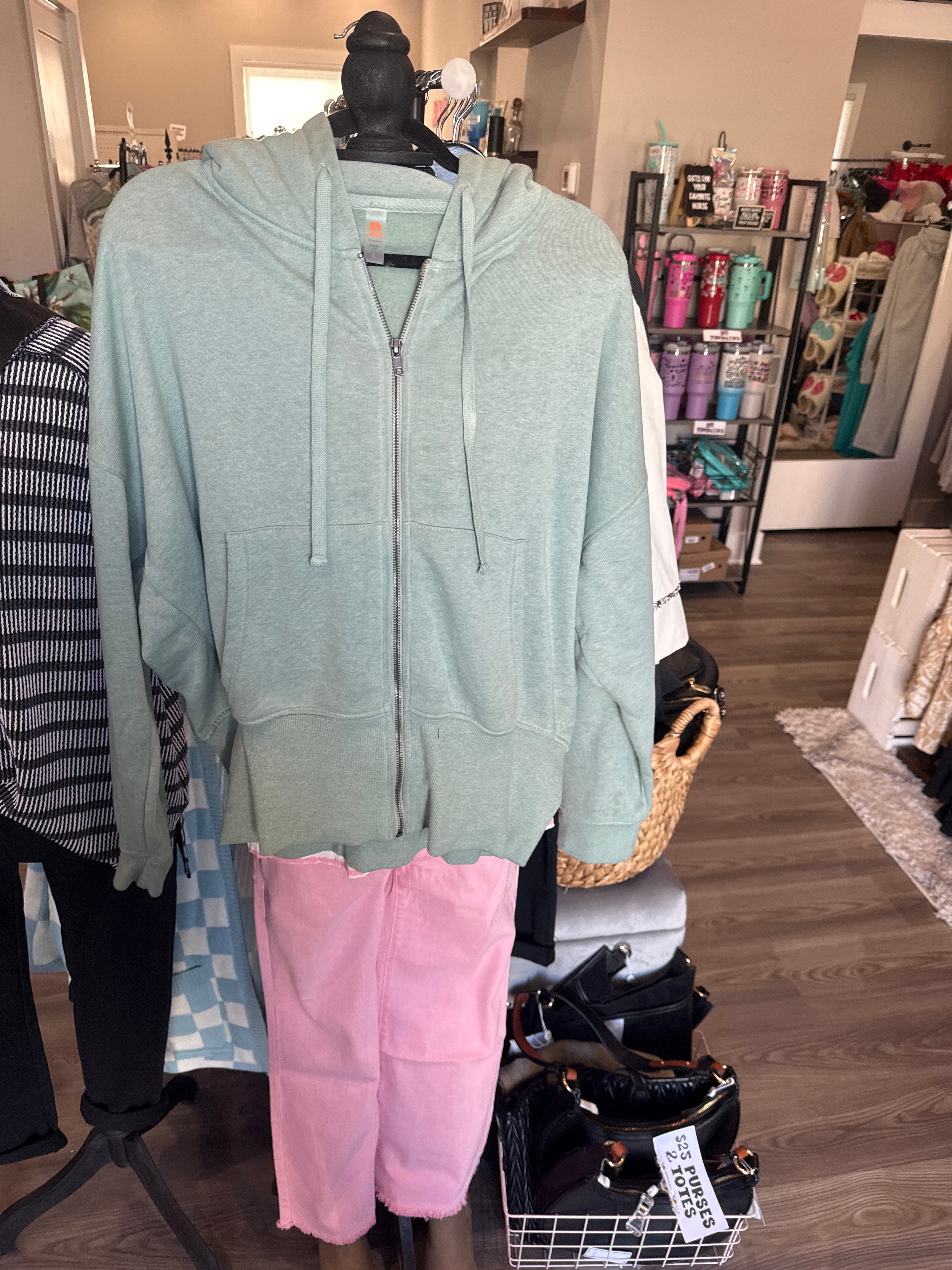 Fleece Hoodie Jacket in Moss-How Cute is That? Boutique