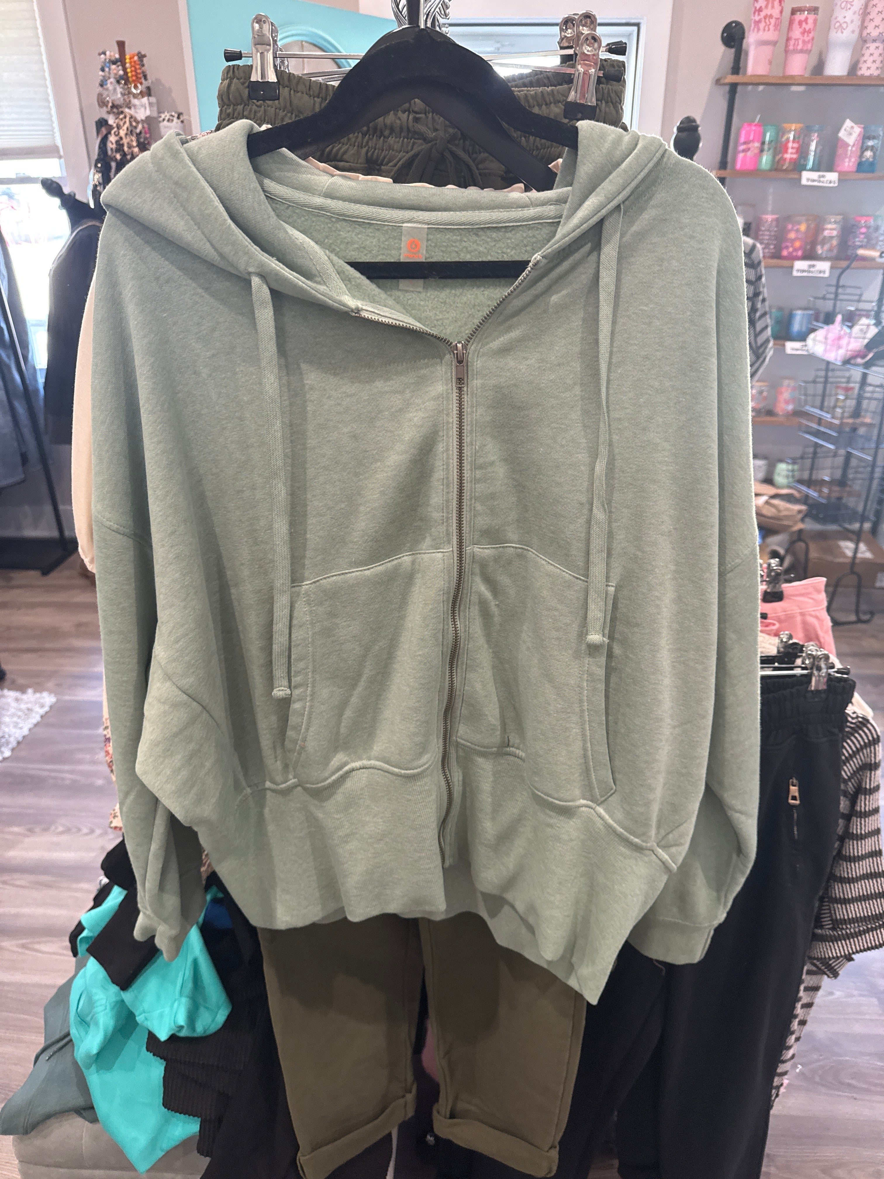 Fleece Hoodie Jacket in Moss-How Cute is That? Boutique
