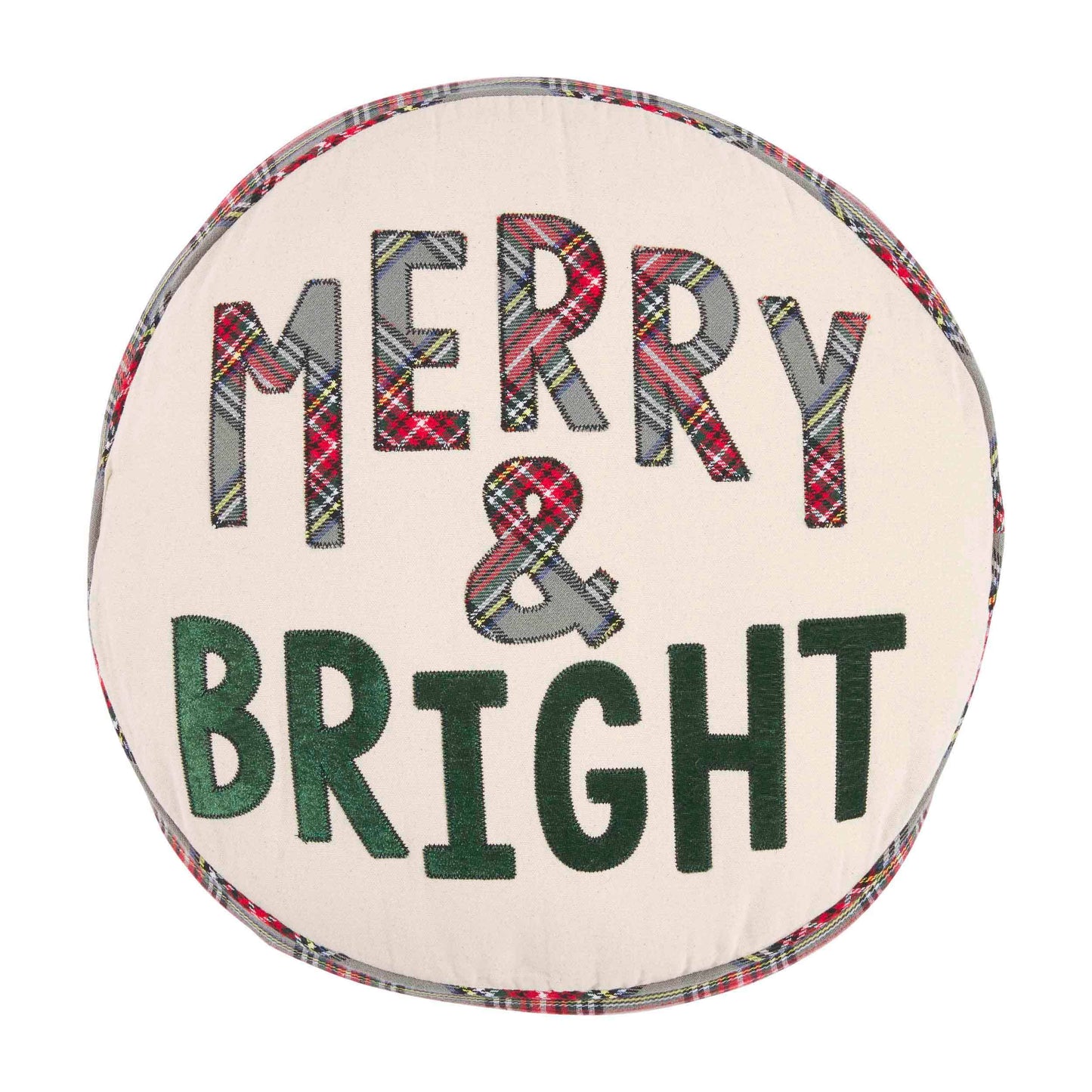 MERRY AND BRIGHT CHRISTMAS PLAID PILLOW