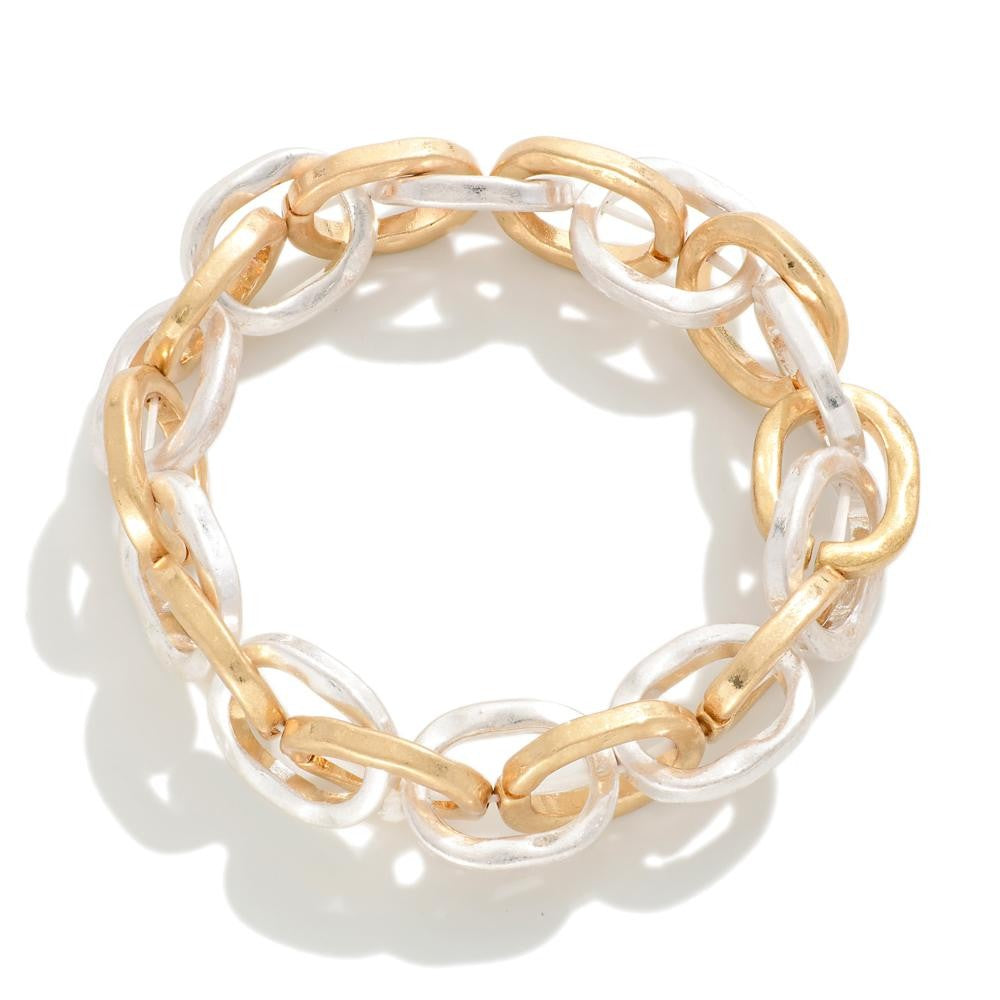 Metal Circular Chain Link Stretch Bracelet-How Cute is That? Boutique