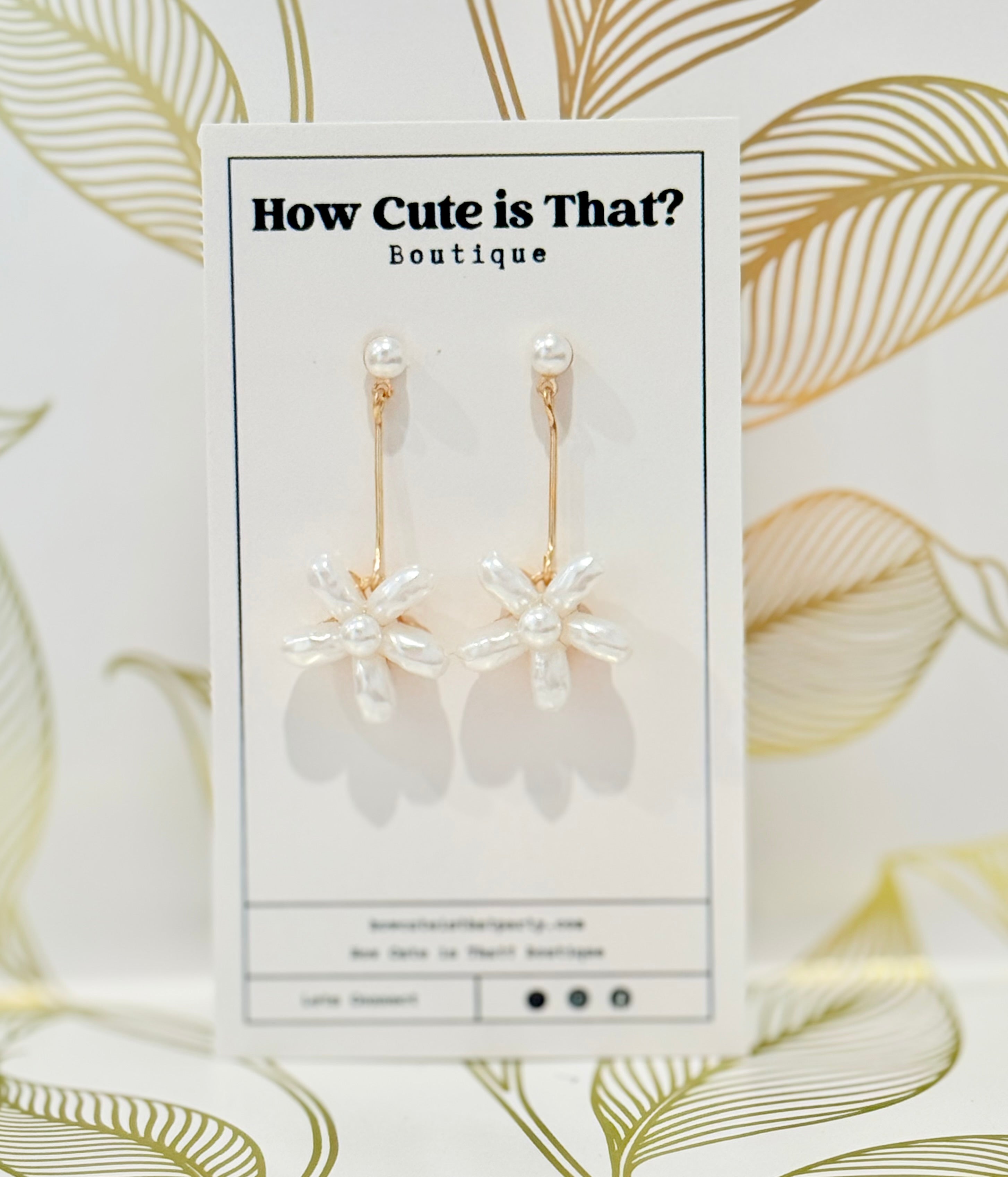 Pearl Flower Drop Earrings-How Cute is That? Boutique