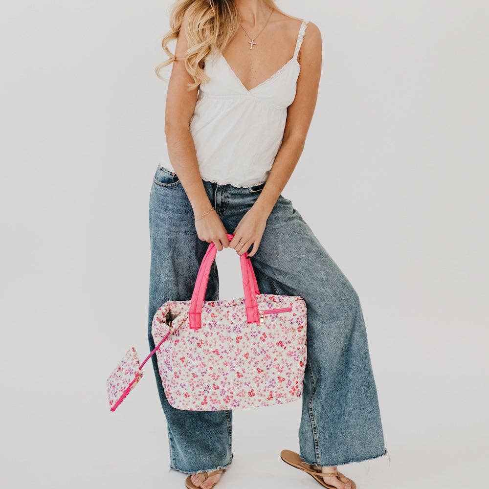 Presley Puffer Quilted Tote Bag With Pouch-How Cute is That? Boutique