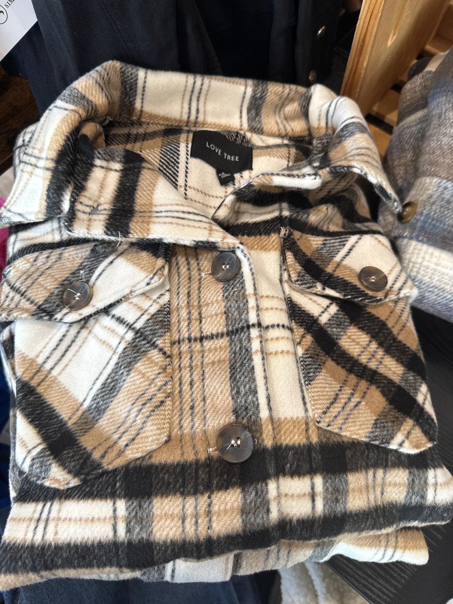 Black and Brown Plaid Button Shacket