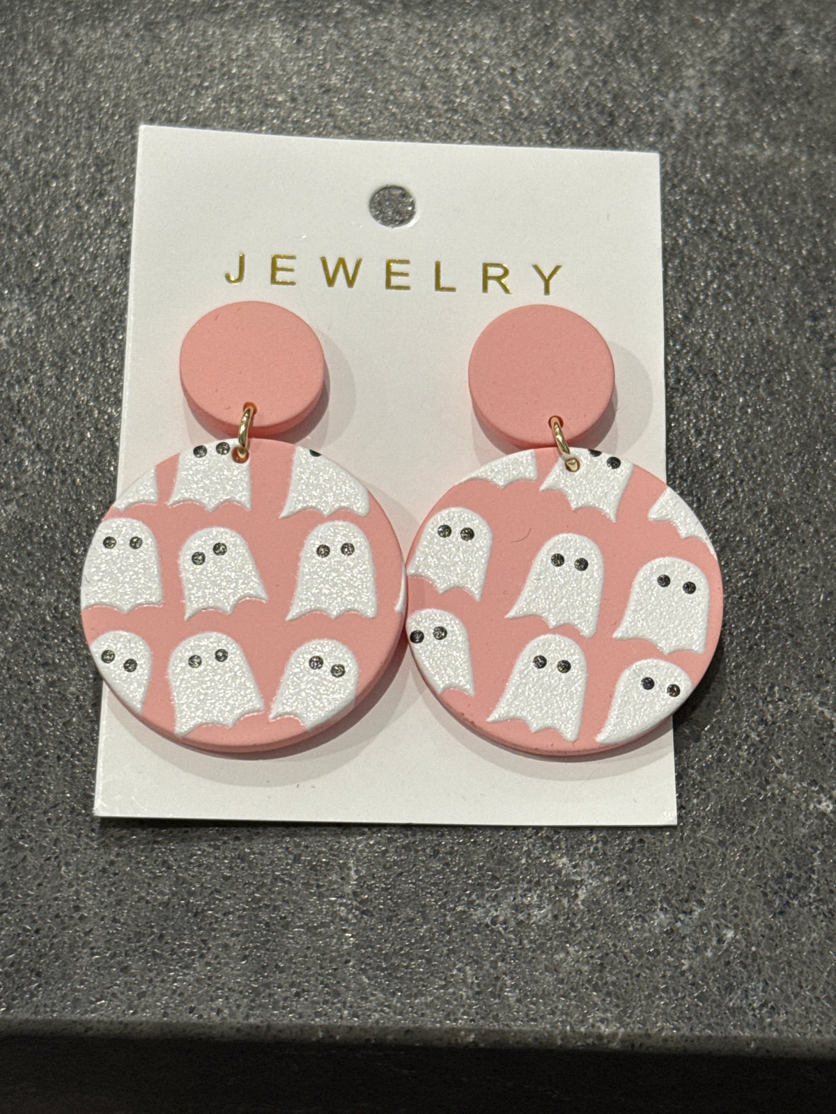 Pink Ghostie Round Earrings-How Cute is That? Boutique