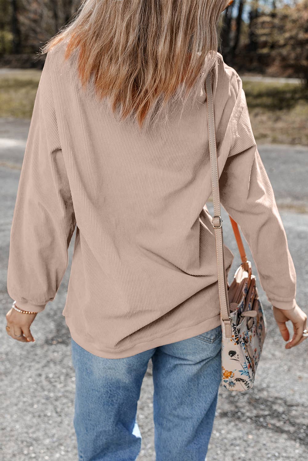 Football Game Day Embroidered Corduroy Sweatshirt