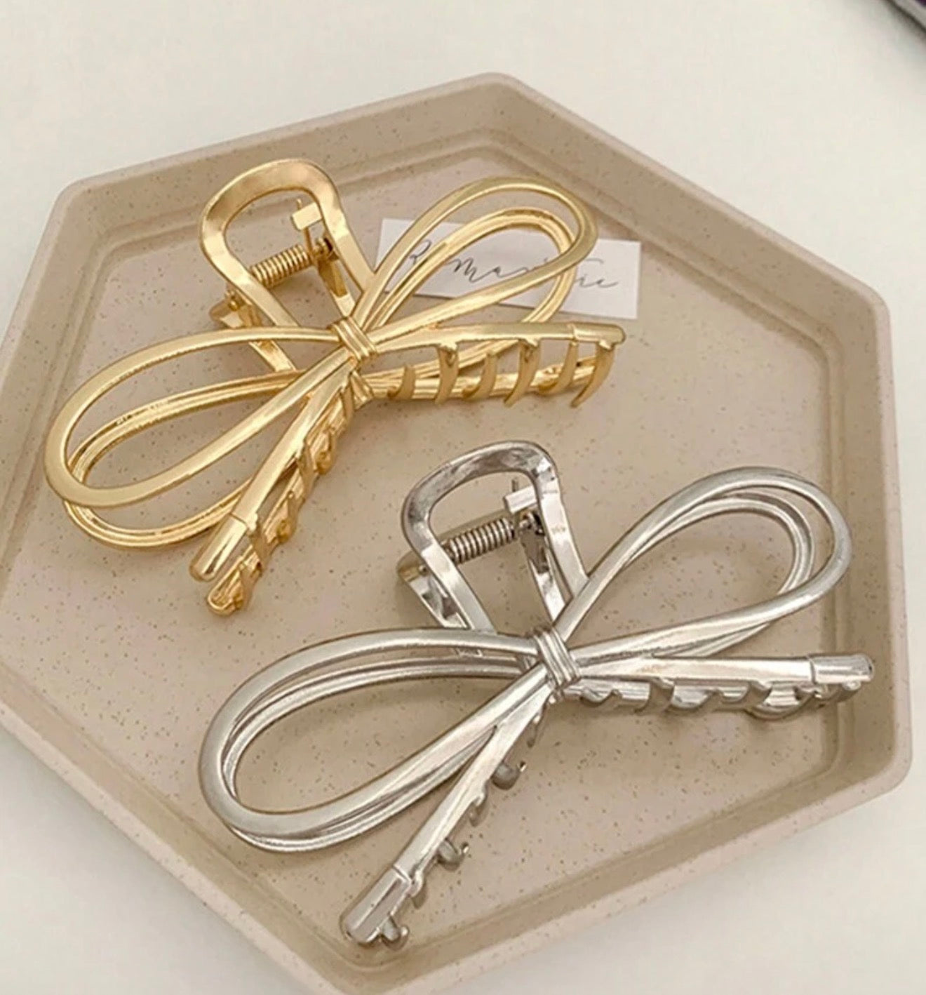Bow Hair Claw in Silver-How Cute is That? Boutique