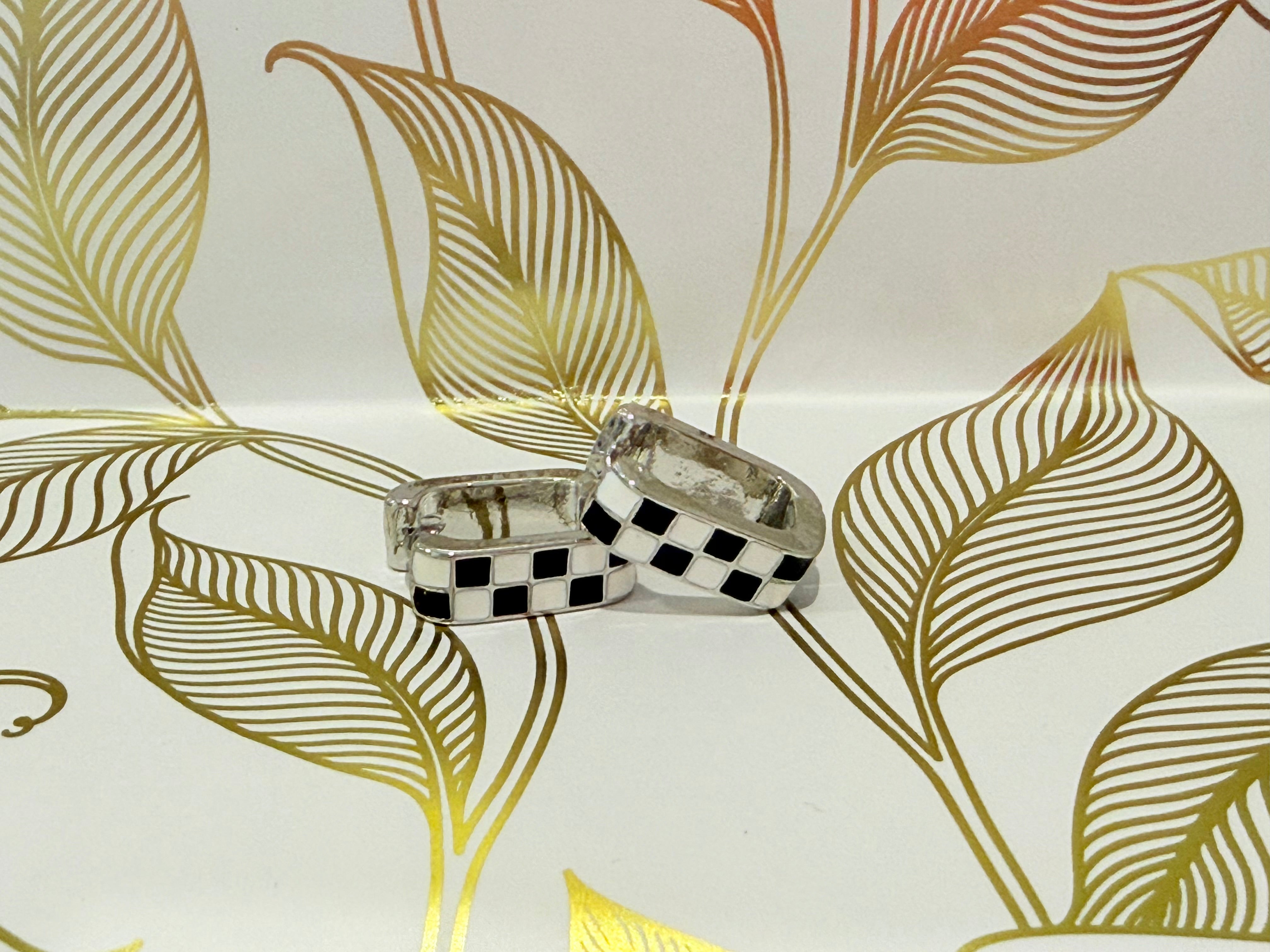 Black & White Checkered Square Hoops-How Cute is That? Boutique