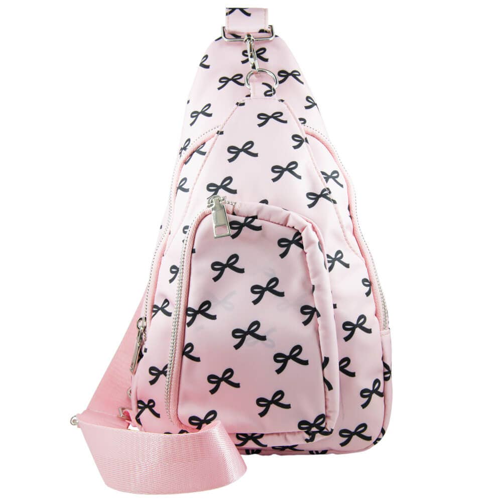 Black & Pink Mini Bows Valentine's Day Crossbody Sling Bag