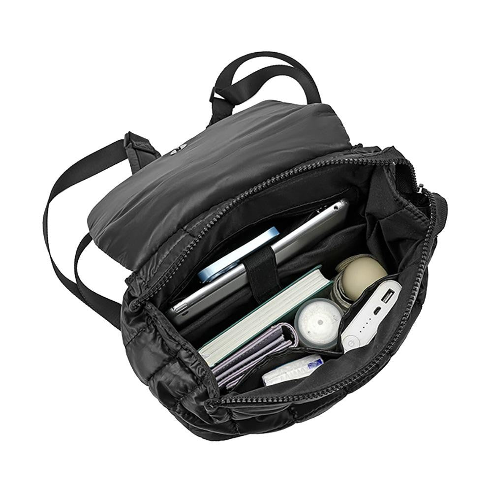 Quilted Puffer Backpack With Magnetic Flap Closure