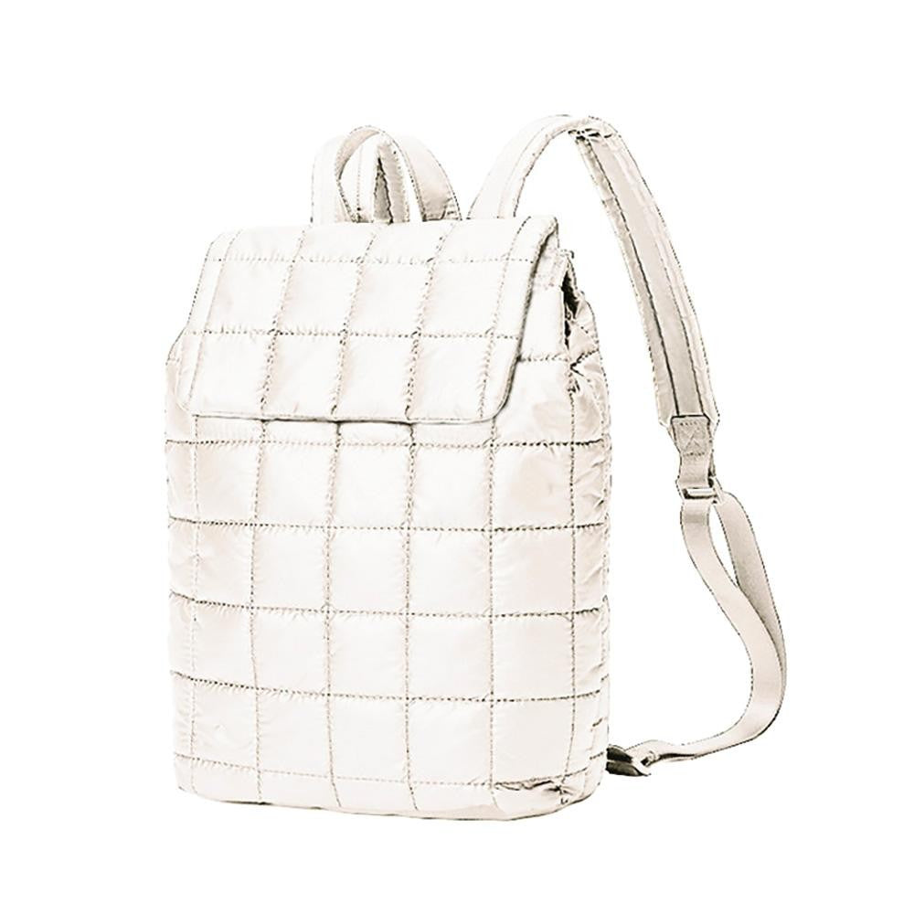 Quilted Puffer Backpack With Magnetic Flap Closure
