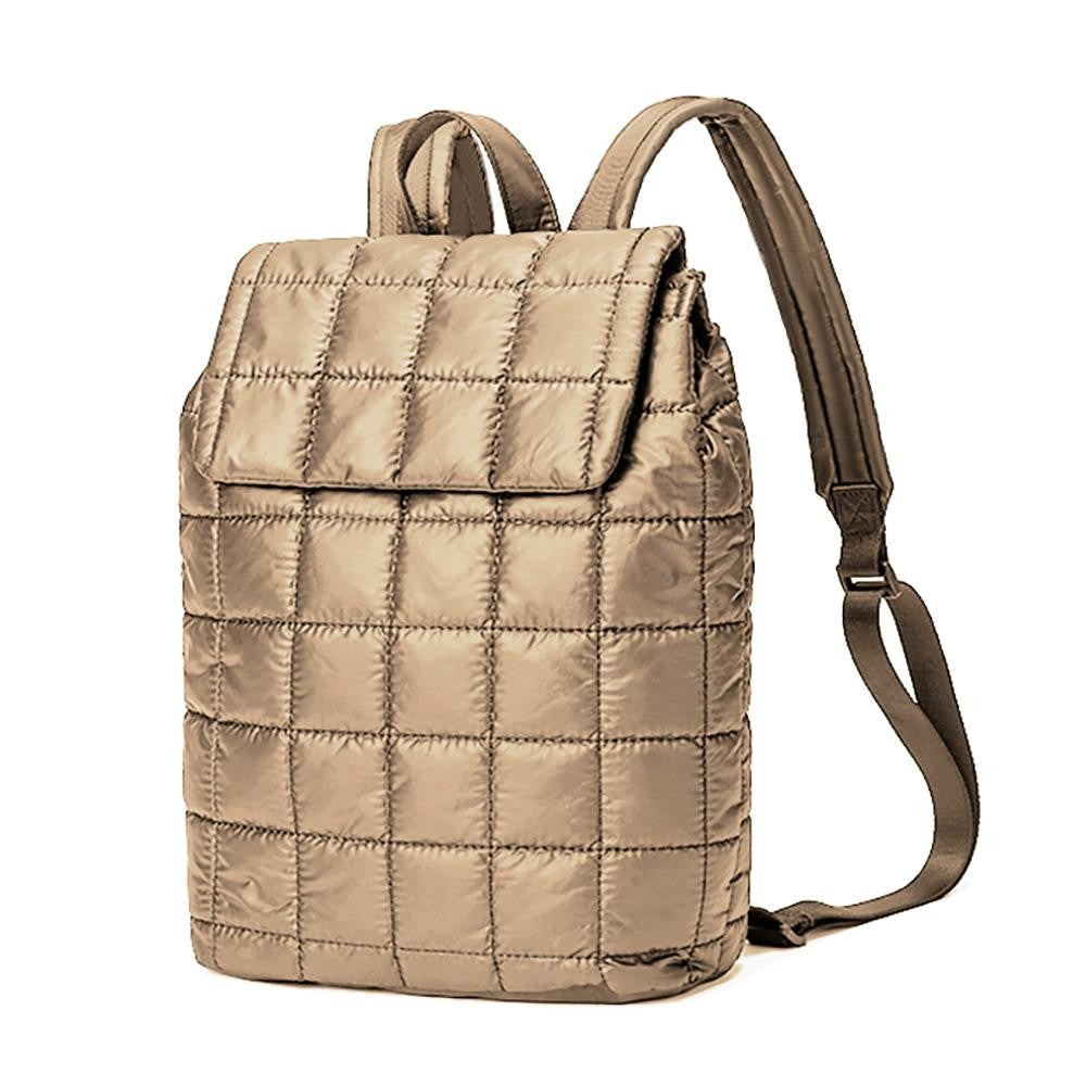 Quilted Puffer Backpack With Magnetic Flap Closure