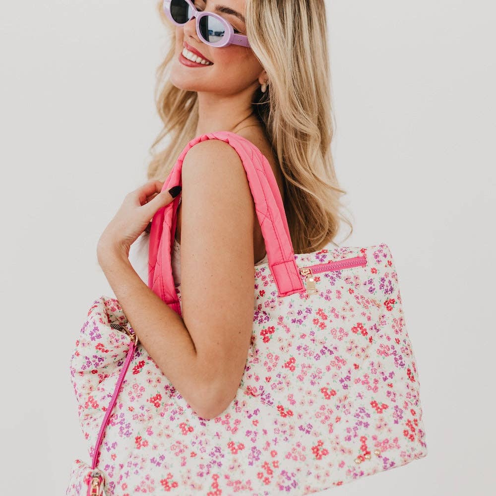 Presley Puffer Quilted Tote Bag With Pouch-How Cute is That? Boutique