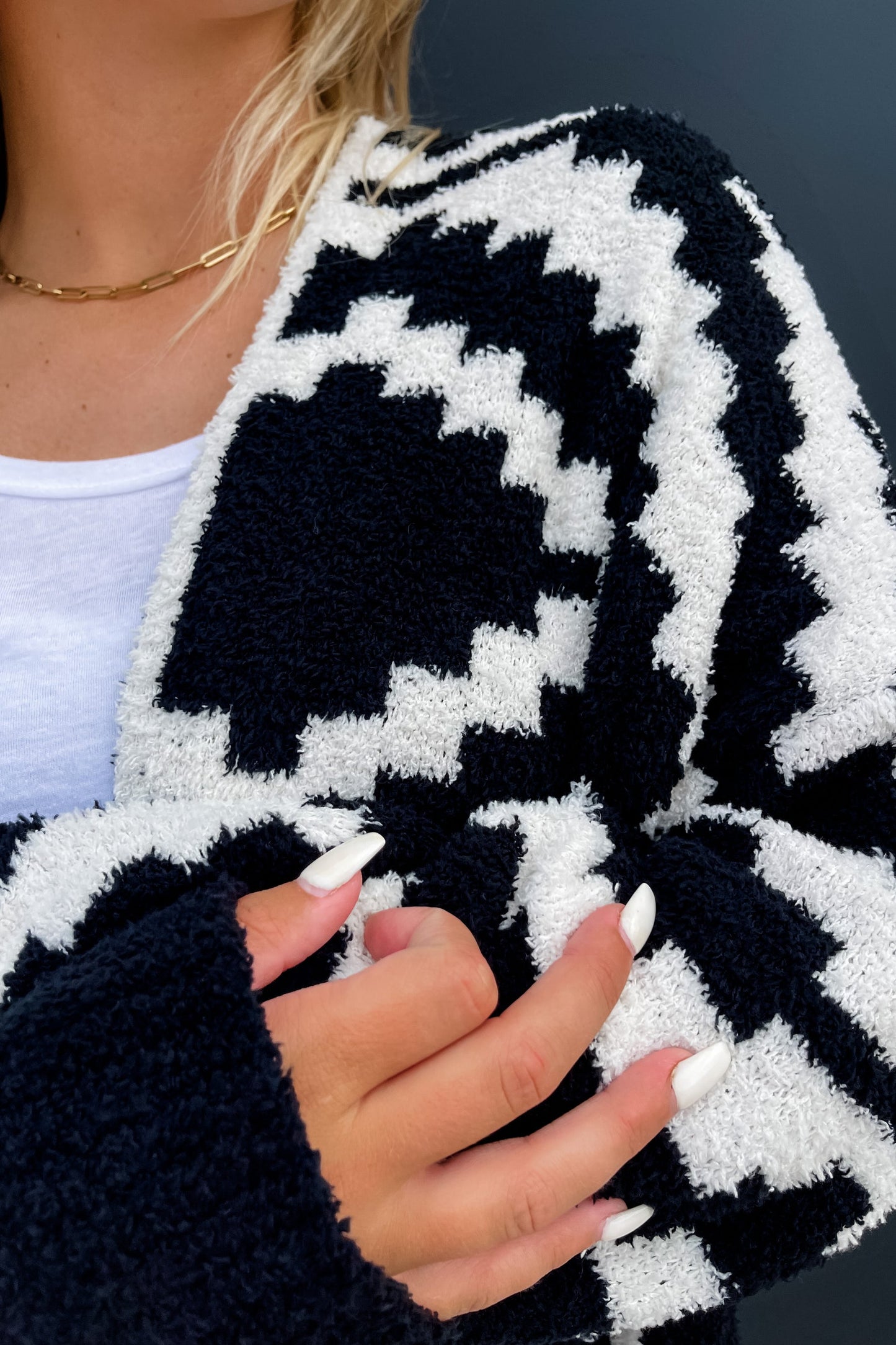 AZTEC REVERSIBLE CARDIGAN in BLACK